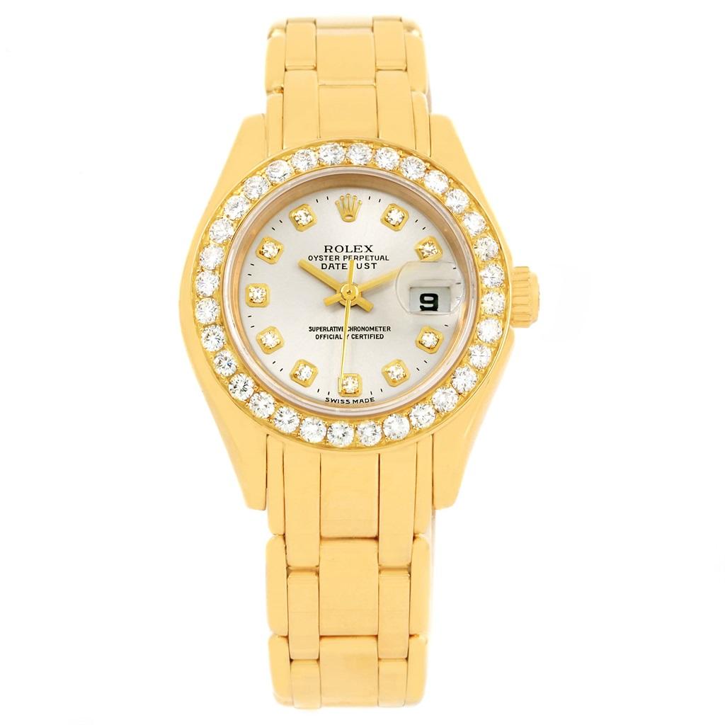 Rolex Pearlmaster Yellow Gold Diamond Dial Bezel Ladies Watch 69298 3