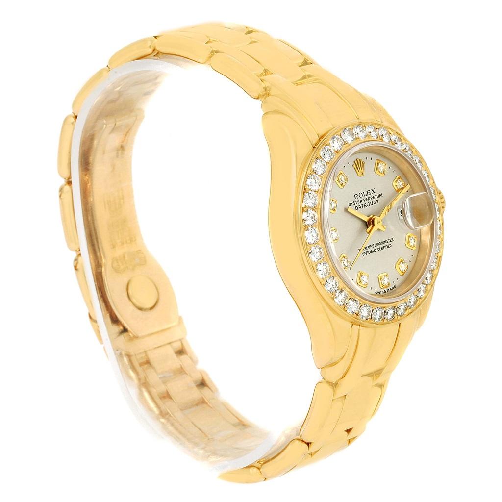 Rolex Pearlmaster Yellow Gold Diamond Dial Bezel Ladies Watch 69298 For Sale 5