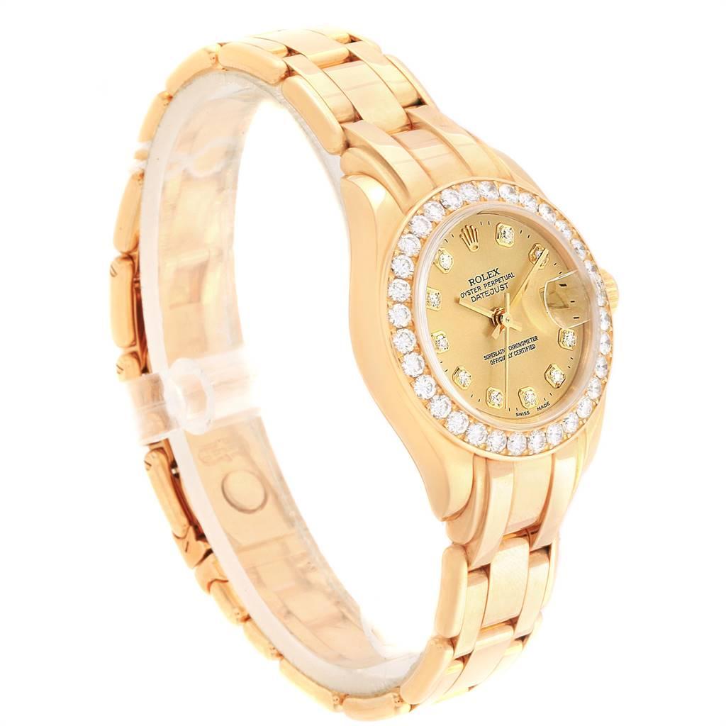Rolex Pearlmaster Yellow Gold Diamond Ladies Watch 69298 In Excellent Condition In Atlanta, GA