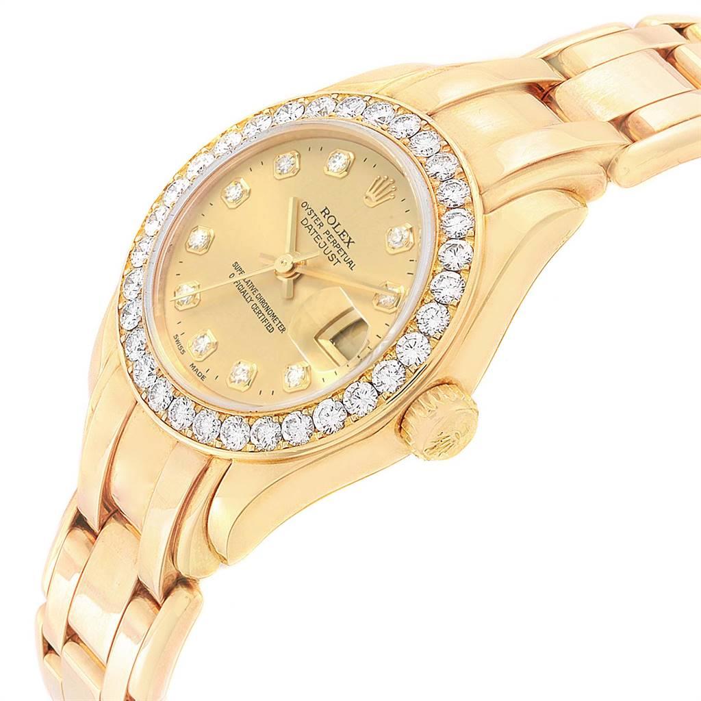 Rolex Pearlmaster Yellow Gold Diamond Ladies Watch 69298 1