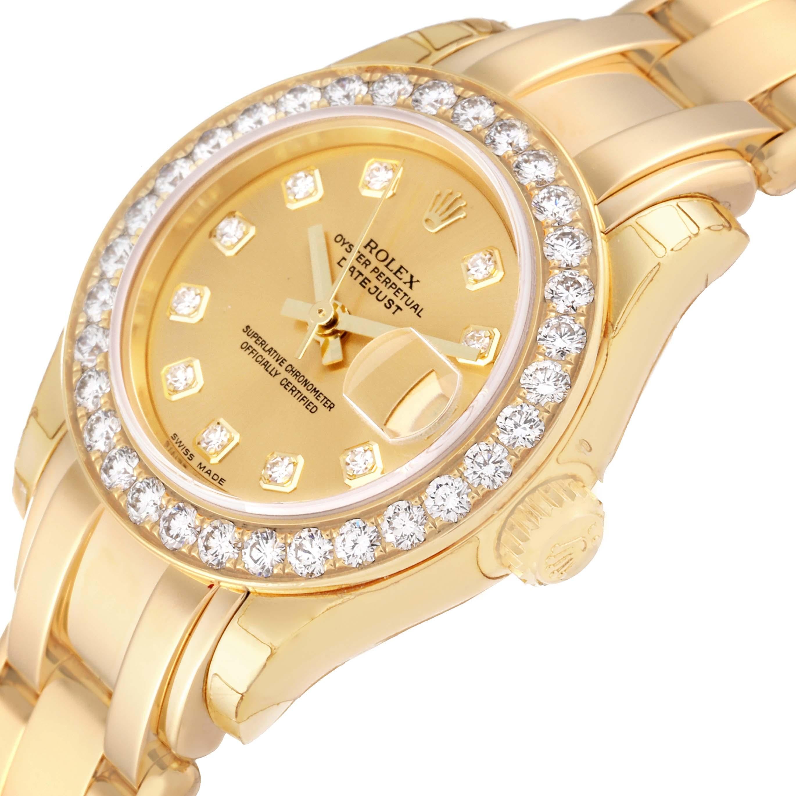 Women's Rolex Pearlmaster Yellow Gold Diamond Ladies Watch 80298 Unworn NOS