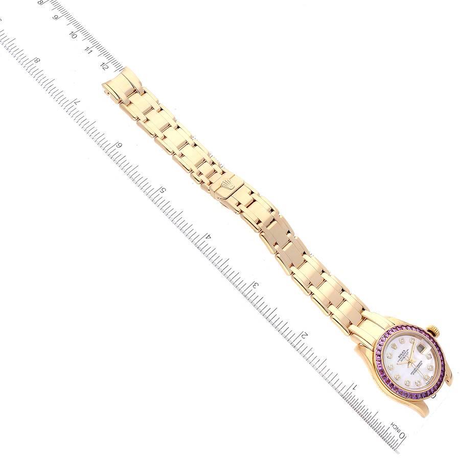 Rolex Perlenmaster Gelbgold MOP Diamant Rosa Saphir Damenuhr 80308 im Angebot 7