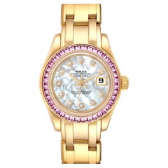 Rolex Perlenmaster Gelbgold MOP Diamant Rosa Saphir Damenuhr 80308