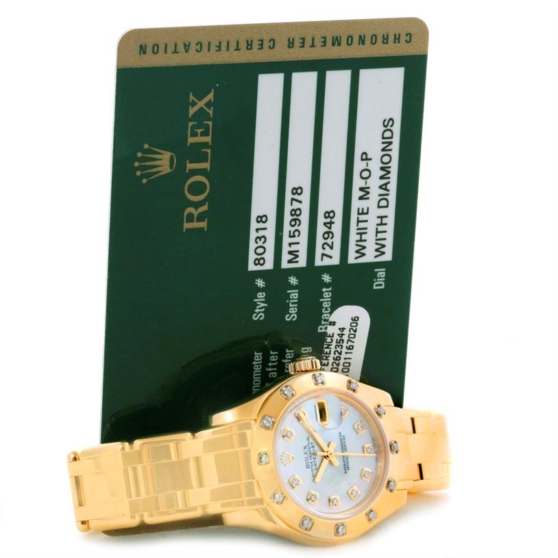 Rolex Pearlmaster Yellow Gold MOP Diamond Watch 80318 Box Papers For Sale 8