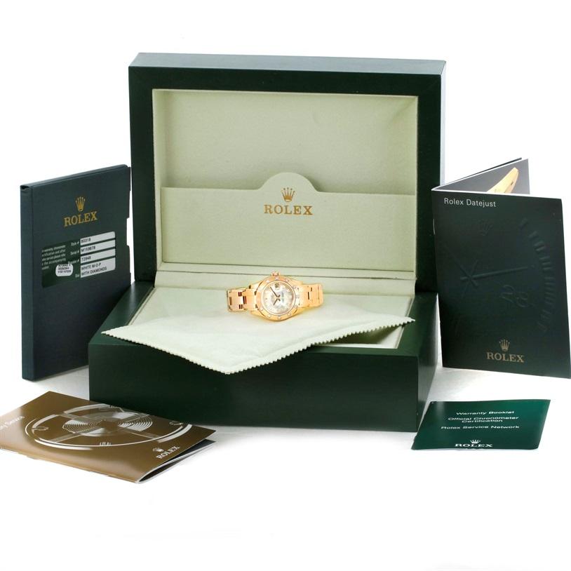 Rolex Pearlmaster Yellow Gold MOP Diamond Watch 80318 Box Papers For Sale 9