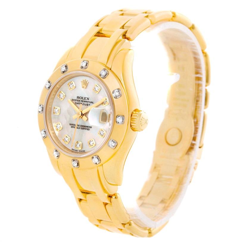 Women's Rolex Pearlmaster Yellow Gold MOP Diamond Watch 80318 Box Papers For Sale