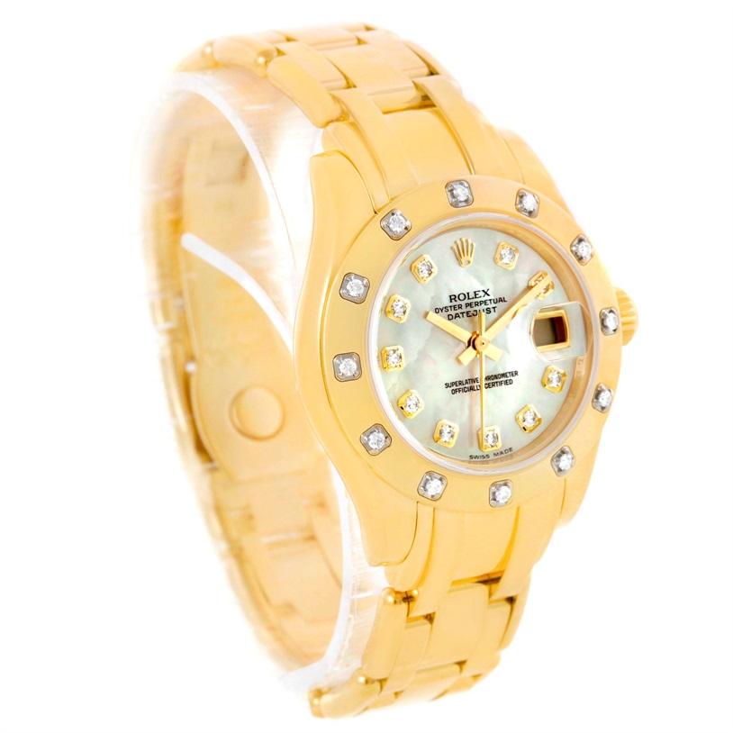 Rolex Pearlmaster Yellow Gold MOP Diamond Watch 80318 Box Papers For Sale 1