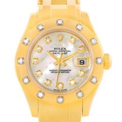 Rolex Pearlmaster Yellow Gold MOP Diamond Watch 80318 Box Papers