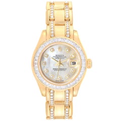 Rolex Pearlmaster Yellow Gold Two-Row Diamond Bracelet Ladies Watch 80308