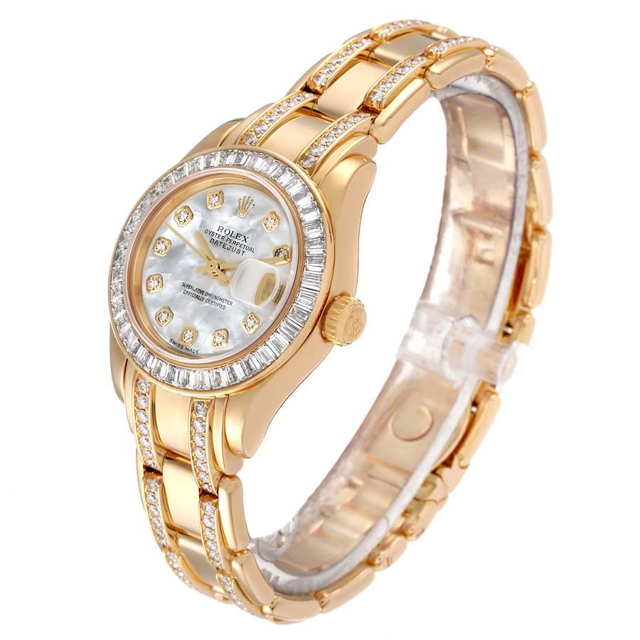 Women's Rolex Pearlmaster Yellow Gold Two Row Diamonds Bracelet Ladies Watch 80308