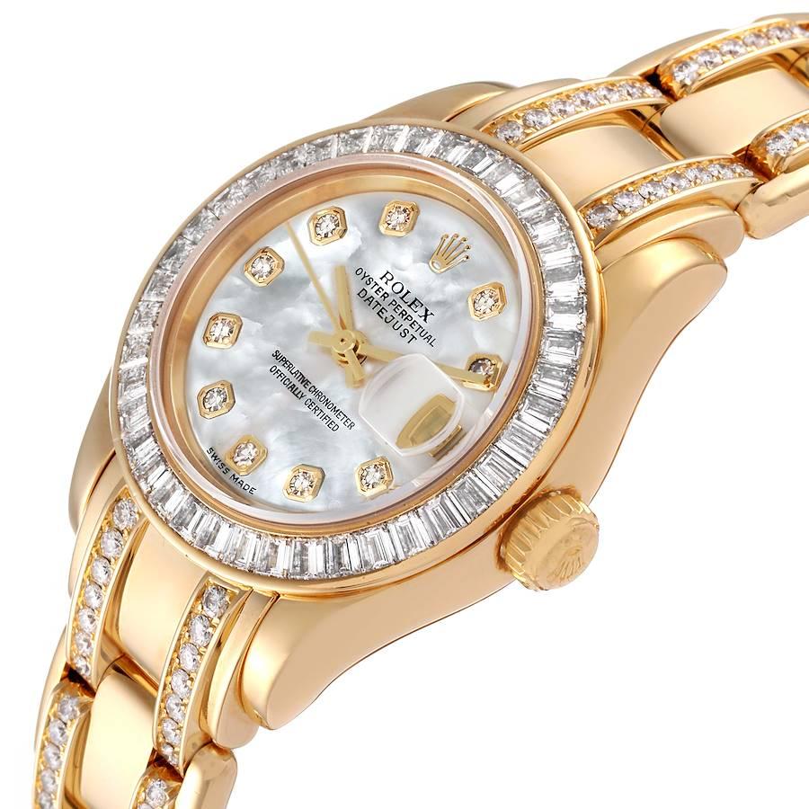 Rolex Pearlmaster Yellow Gold Two Row Diamonds Bracelet Ladies Watch 80308 1