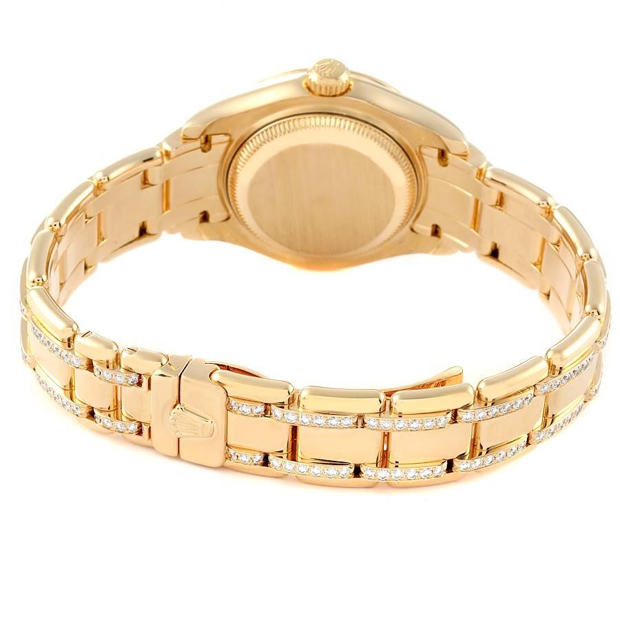 Rolex Pearlmaster Yellow Gold Two Row Diamonds Bracelet Ladies Watch 80308 5
