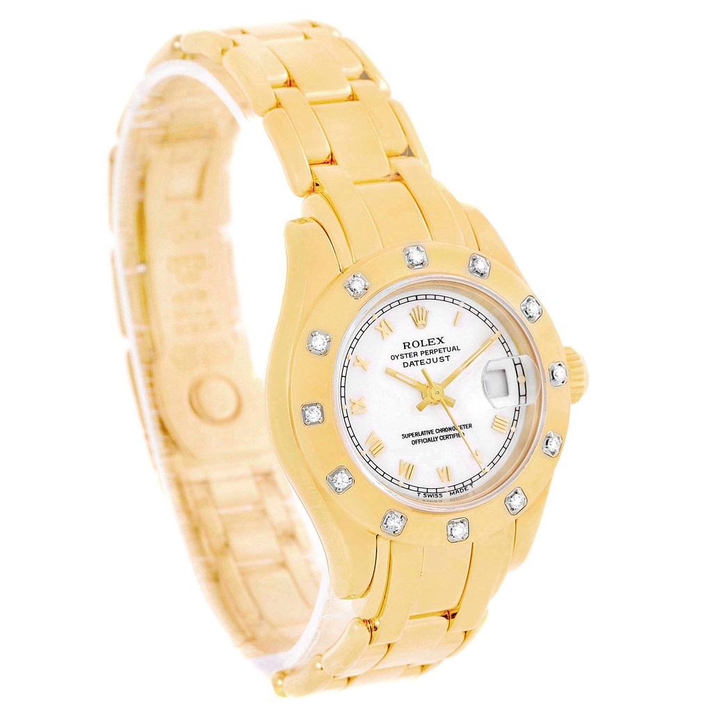 Rolex Pearlmaster Yellow Gold White Dial Diamond Ladies Watch 69318 For Sale 9