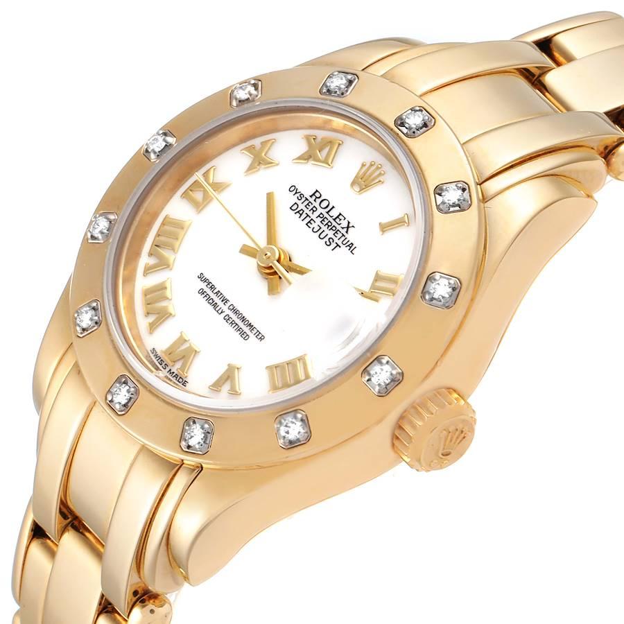 Rolex Pearlmaster Yellow Gold White Dial Diamond Ladies Watch 69318 1