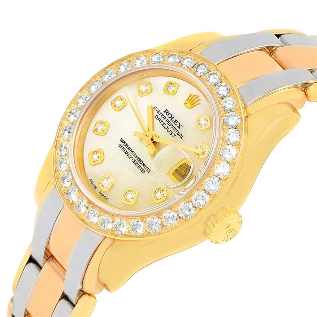 Rolex Pearlmaster Yellow White Rose Gold Tridor MOP Diamond Watch 69298 For Sale 1