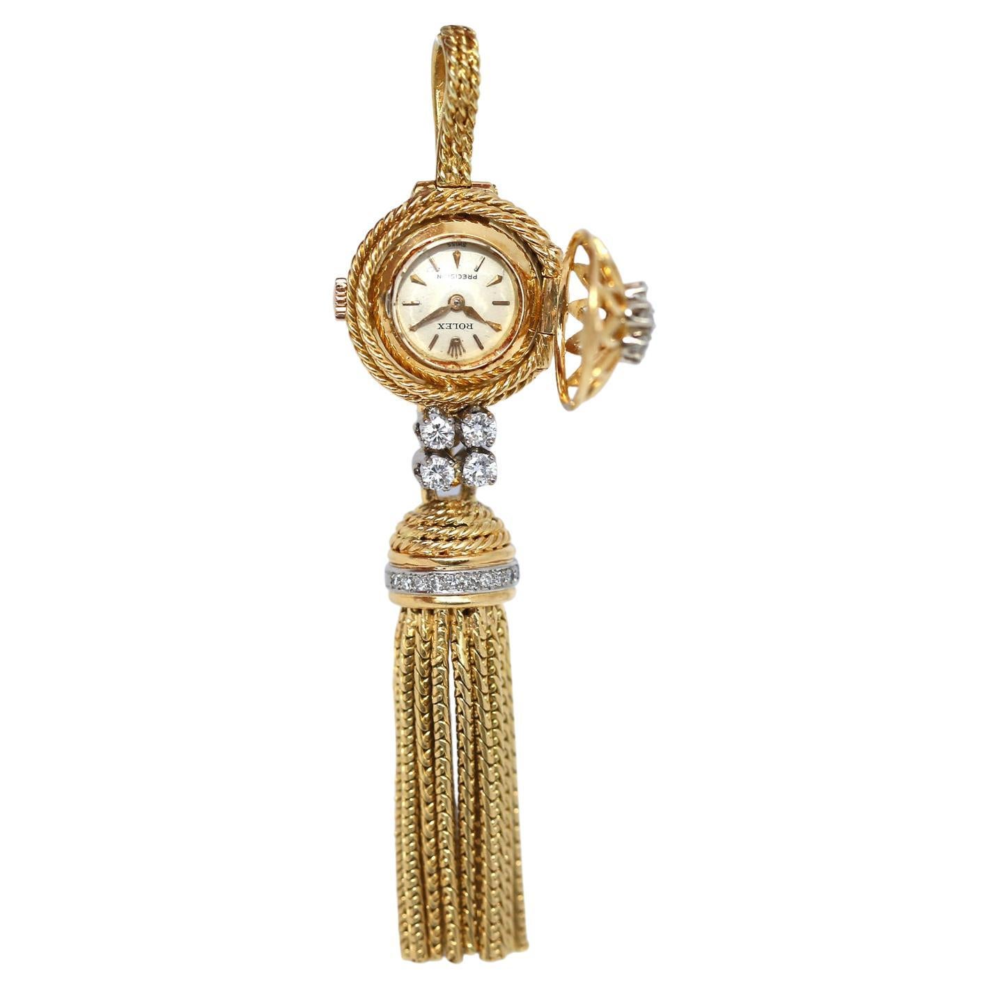 Rolex Pendant Watch 18K Gold Diamonds Signed, 1955 at 1stDibs | rolex  necklace, rolex pendant gold, rolex clock pendant