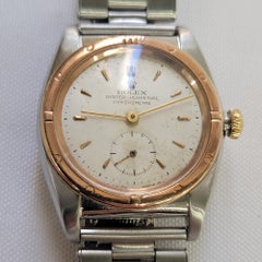 Rolex perpetual 3372 Rose Gold SS Men Rare 1940s 32mm Bubbleback Automatic RA750