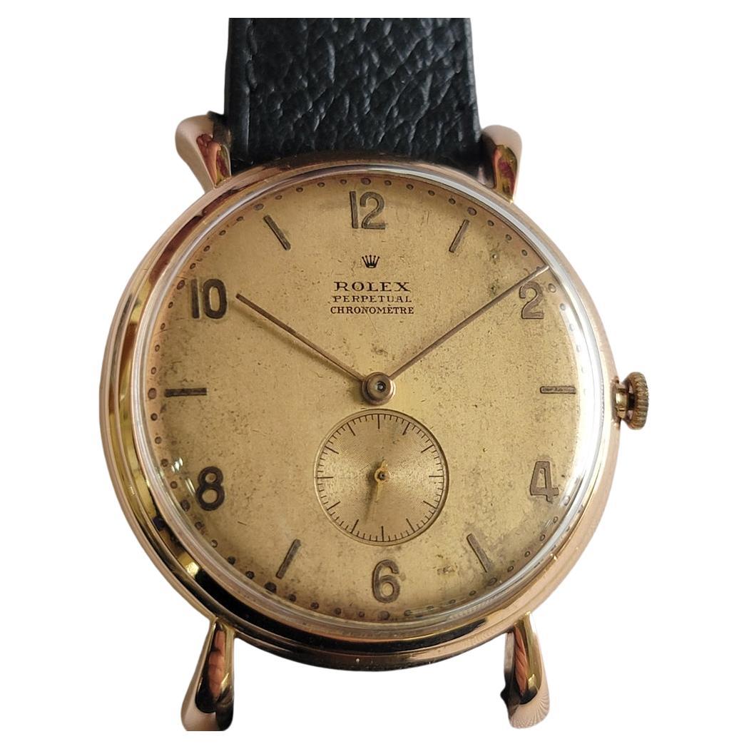 Rolex perpetual 4134 18k Rose Gold Rare Mens Jumbo 37mm Automatic 1940s RA691