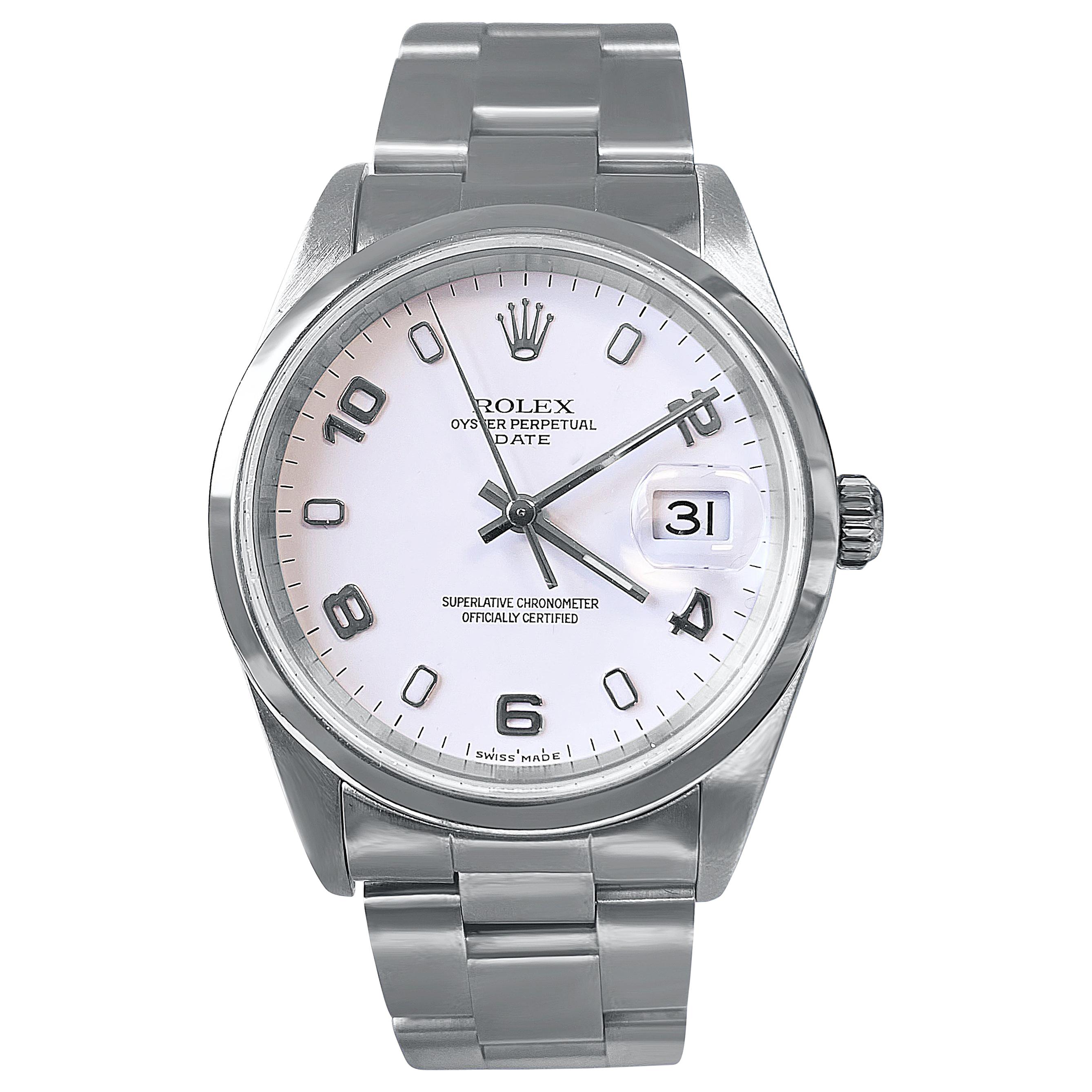 Rolex Rolex Perpetual Date mit weißem Zifferblatt und Austernband