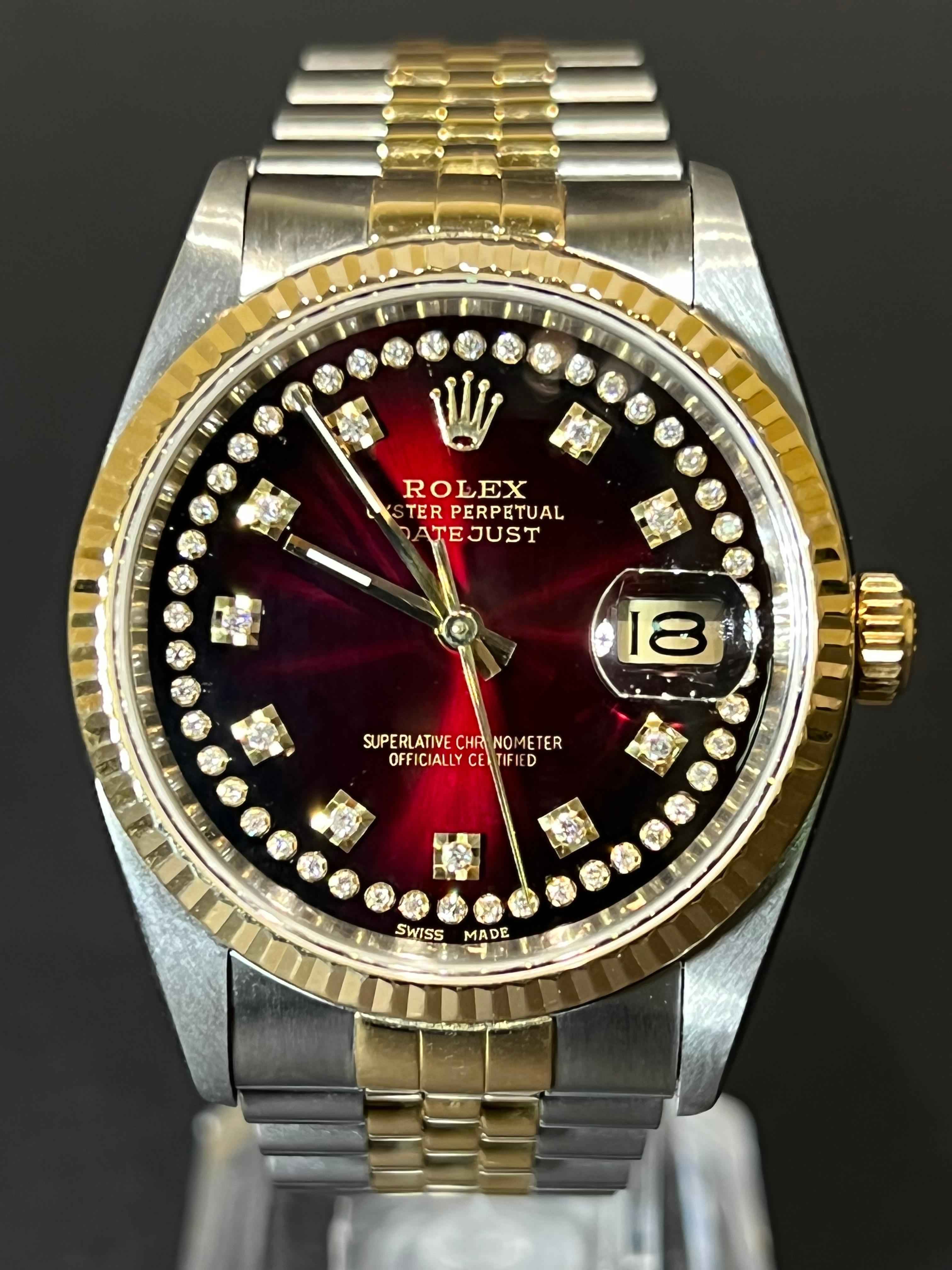 Rolex Perpetual Datejust 36 Custom Red Vignette For Sale 2