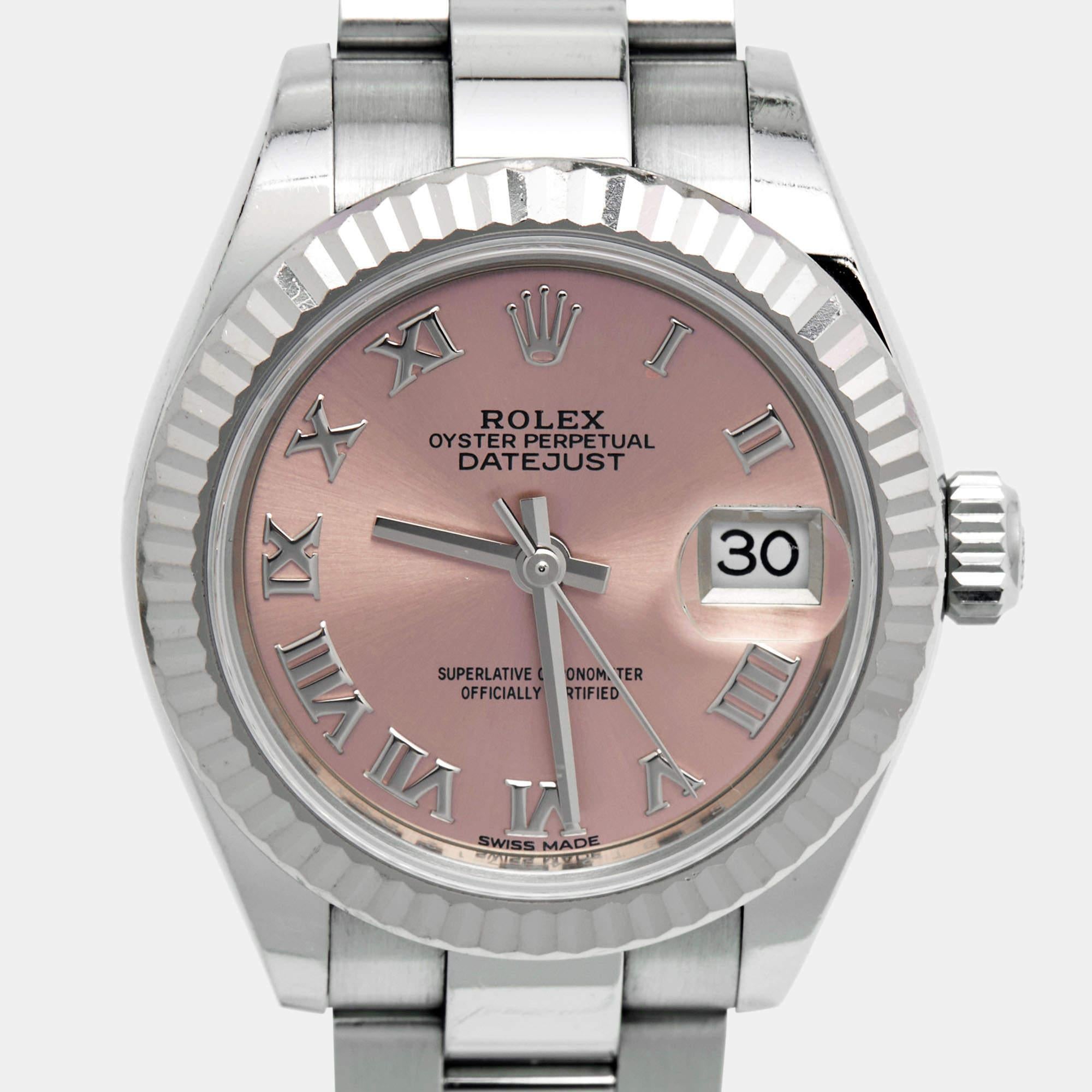 Rolex Pink 18K White Gold Oystersteel Datejust Women's Wristwatch 28 mm 1