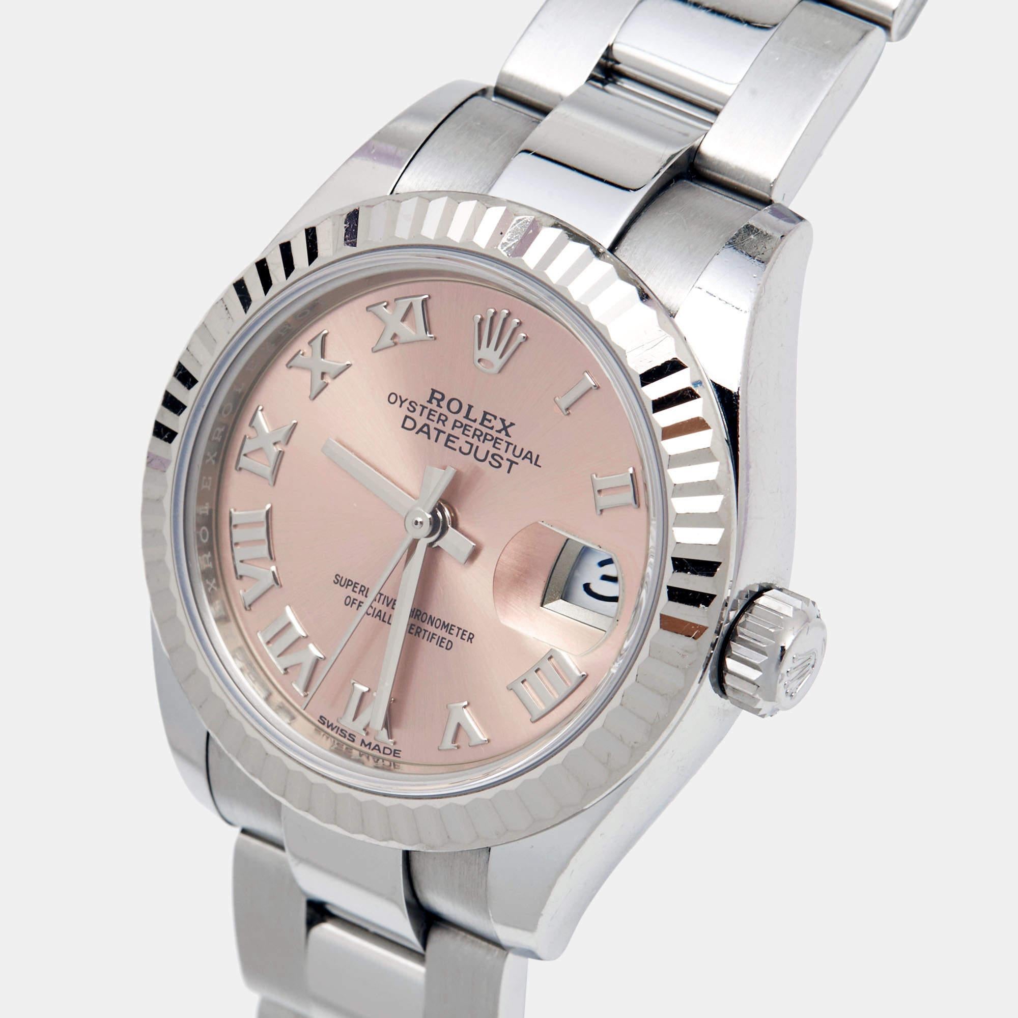 Rolex Pink 18K White Gold Oystersteel Datejust Women's Wristwatch 28 mm 2