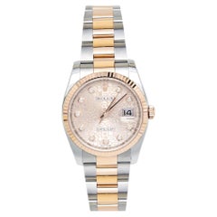 Rolex Pink Diamond 18k Everose Stainless Steel Datejust Women's Wristwatch 36 mm