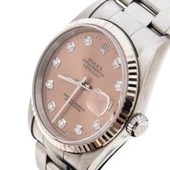 Rolex Pink Diamond Stainless Steel Lady Datejust Women's Wristwatch 34MM