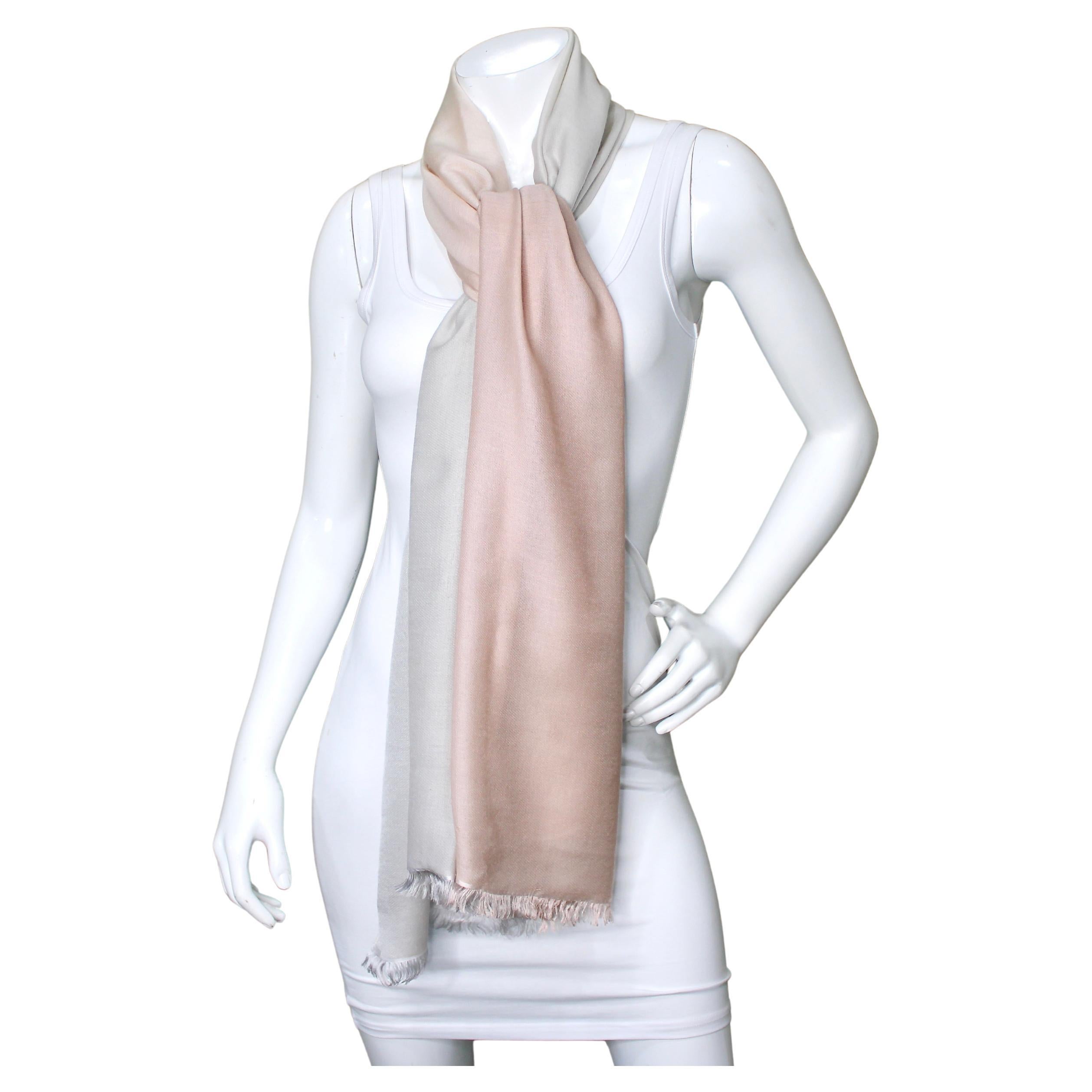 Rolex Pink Ombre Cashmere & Silk Blend Fringe Scarf For Sale
