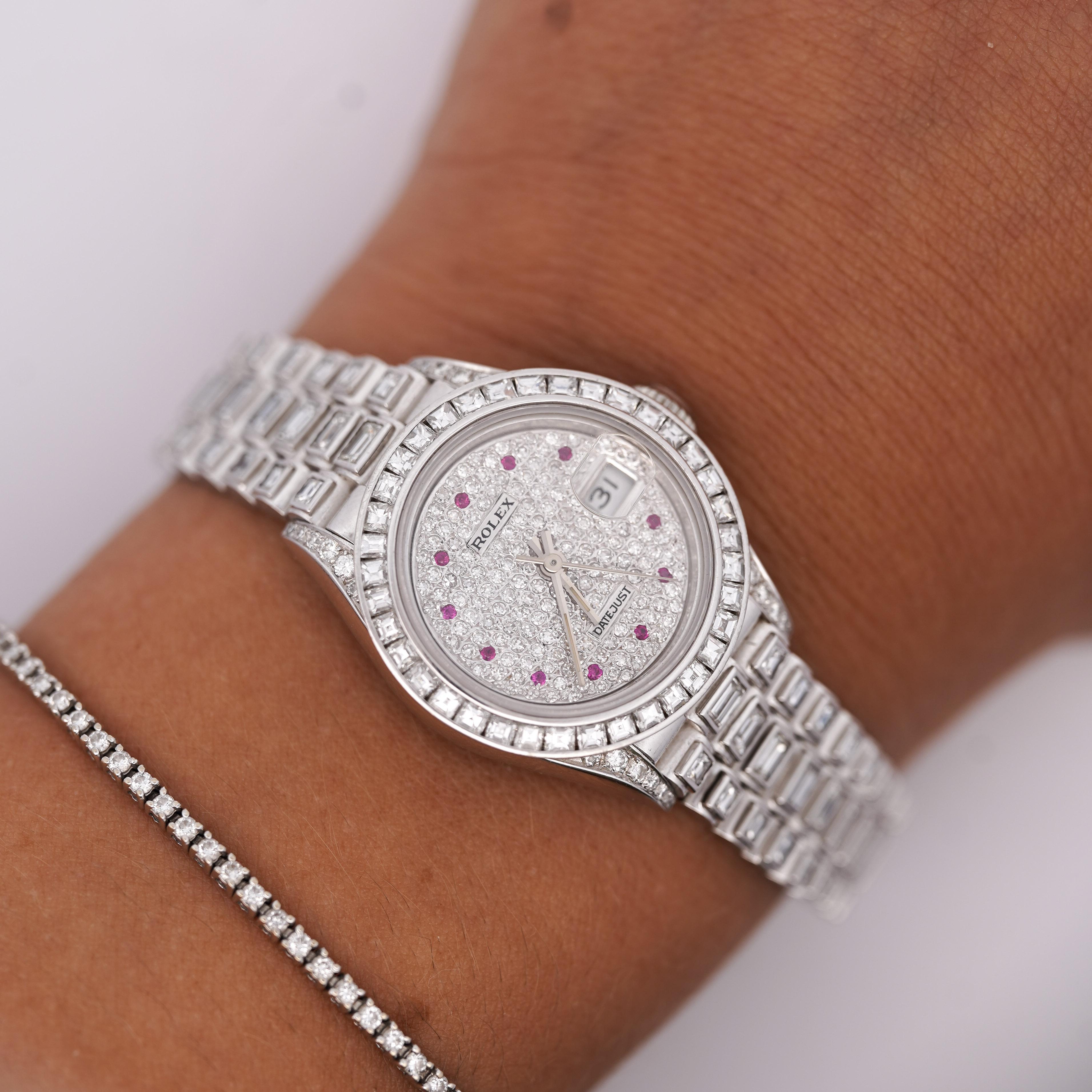 Rolex Platinum DateJust Presidential 15 Carat Diamond 26mm Watch For Sale 4