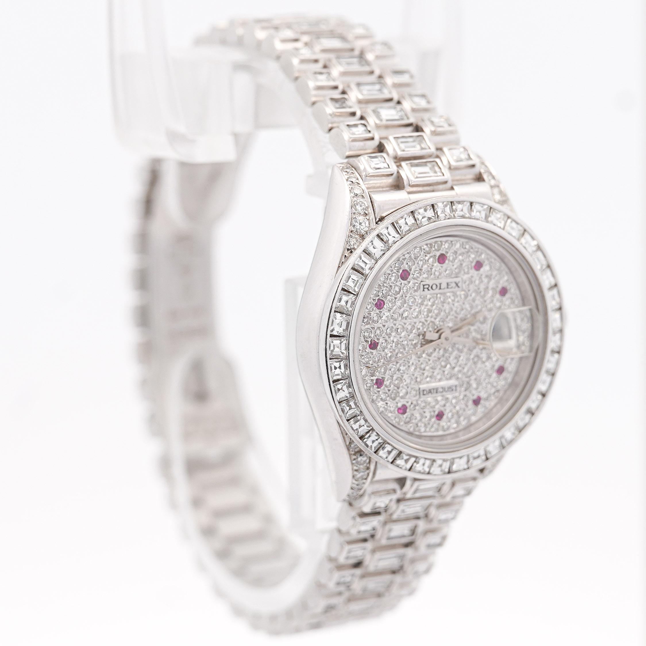 Rolex Platinum DateJust Presidential 15 Carat Diamond 26mm Watch For Sale 1
