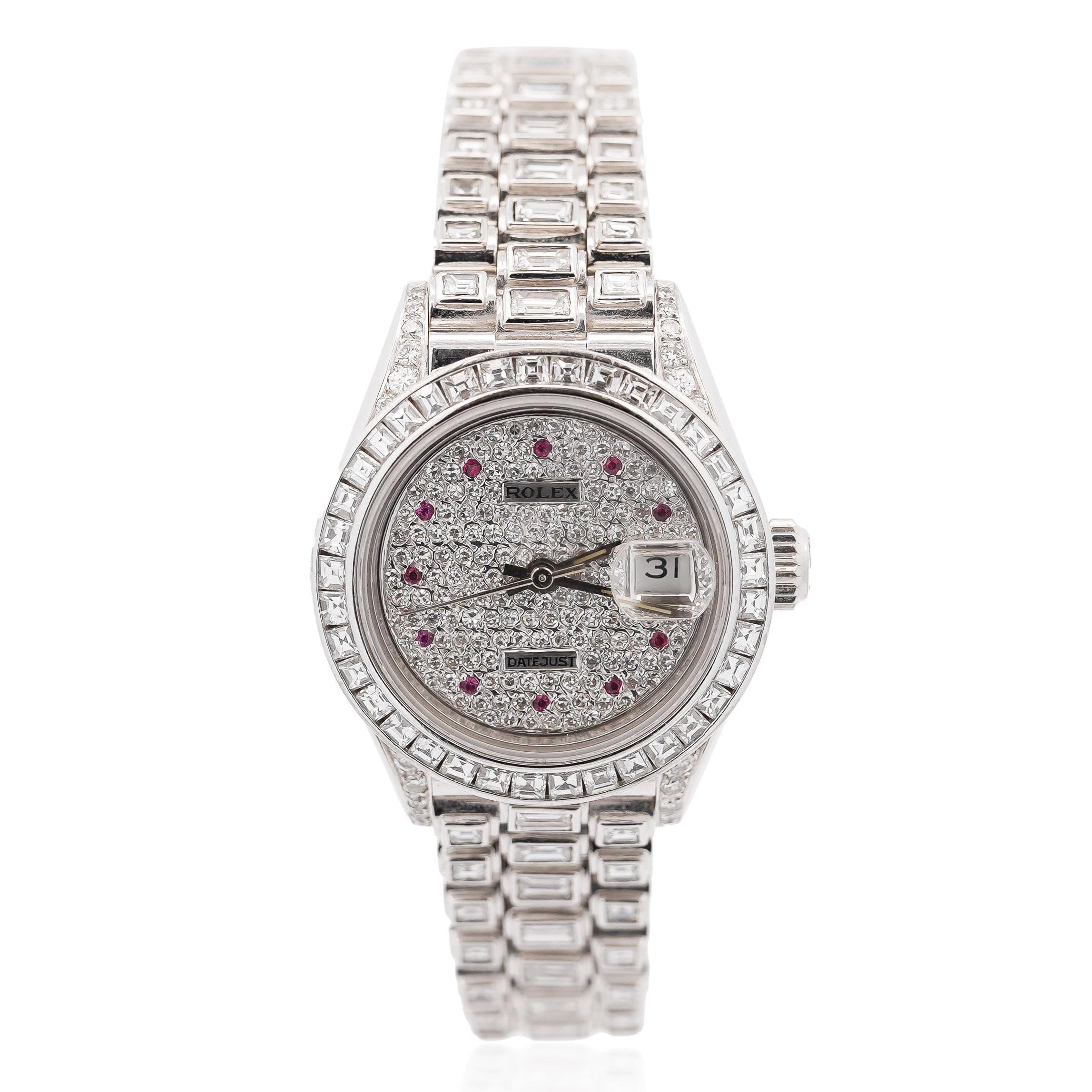 Rolex Platinum DateJust Presidential 15 Carat Diamond 26mm Watch