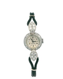 Rolex Platinum Diamond Bezel and Lugs Customized Black Cord Strap & Buckle Watch