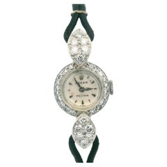 Rolex Platinum Diamond Bezel and Lugs Customized Black Cord Strap & Buckle Watch