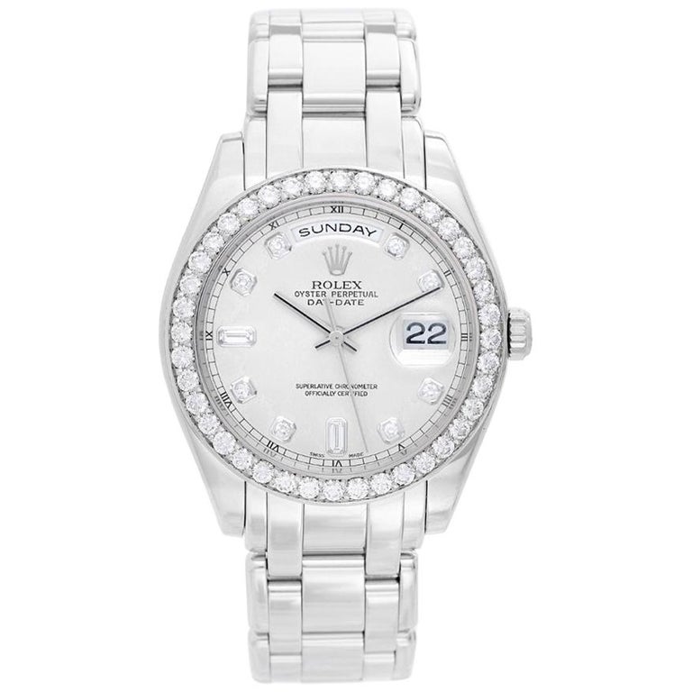 rolex day date platinum on wrist