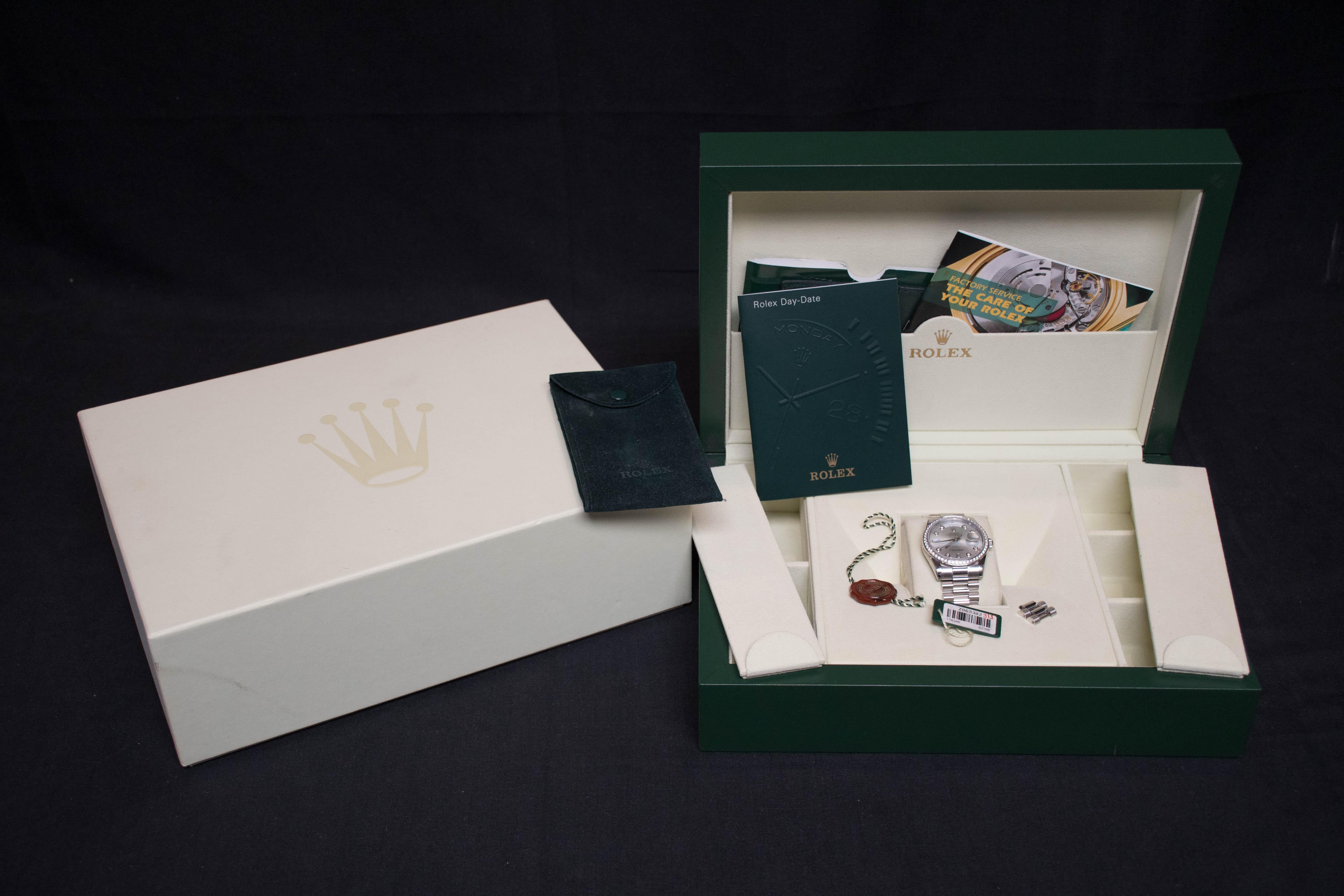 Rolex Platinum Ice Blue Diamond Day-Date 118346 Men’s Wristwatch with Box 3