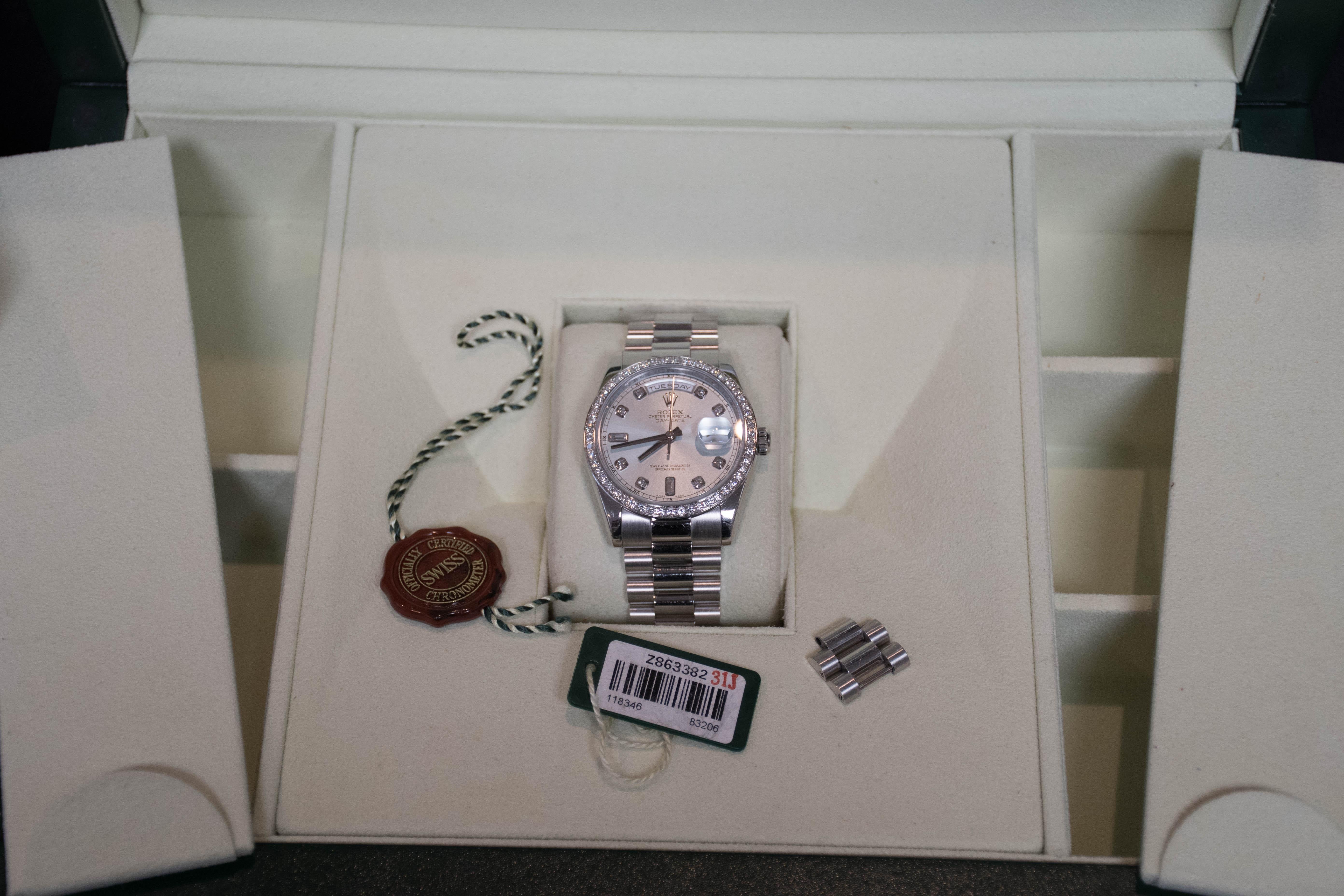 Rolex Platinum Ice Blue Diamond Day-Date 118346 Men’s Wristwatch with Box 4
