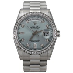 Rolex Platinum Ice Blue Diamond Day-Date 118346 Men’s Wristwatch with Box