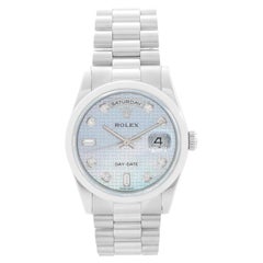 Rolex Platinum President Day-Date Men's Watch Mother of Pearl Oxford Diamond Dia