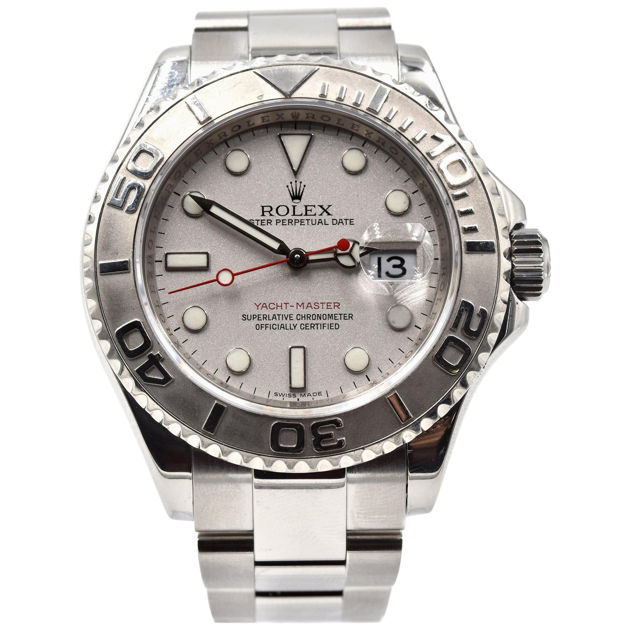 Rolex Platinum Stainless Steel Yachtmaster automatic Wristwatch Ref 16622