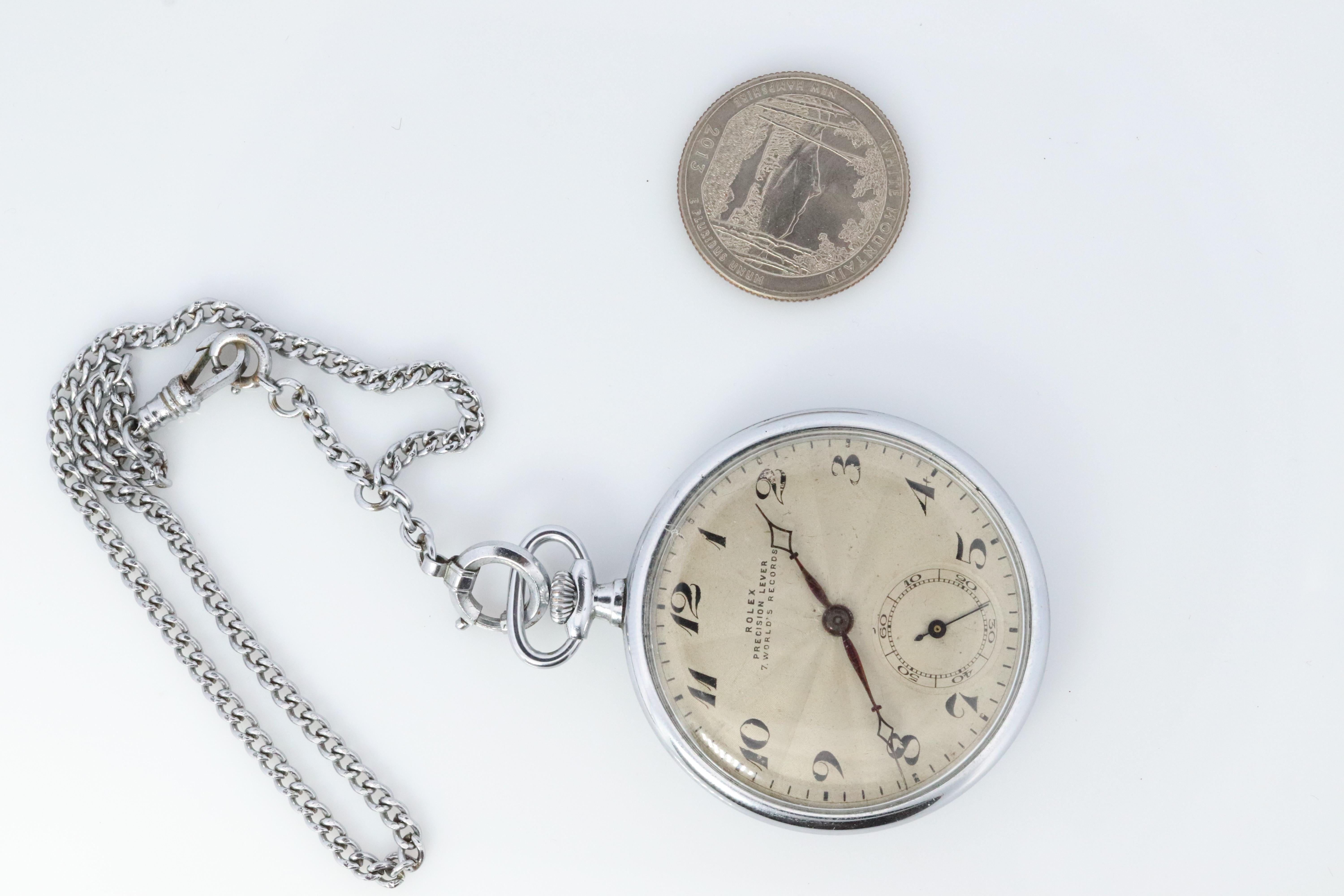 Art Deco Rolex Pocket Watch. Antique Rolex Precision Lever 7 World's Records Circa 1943