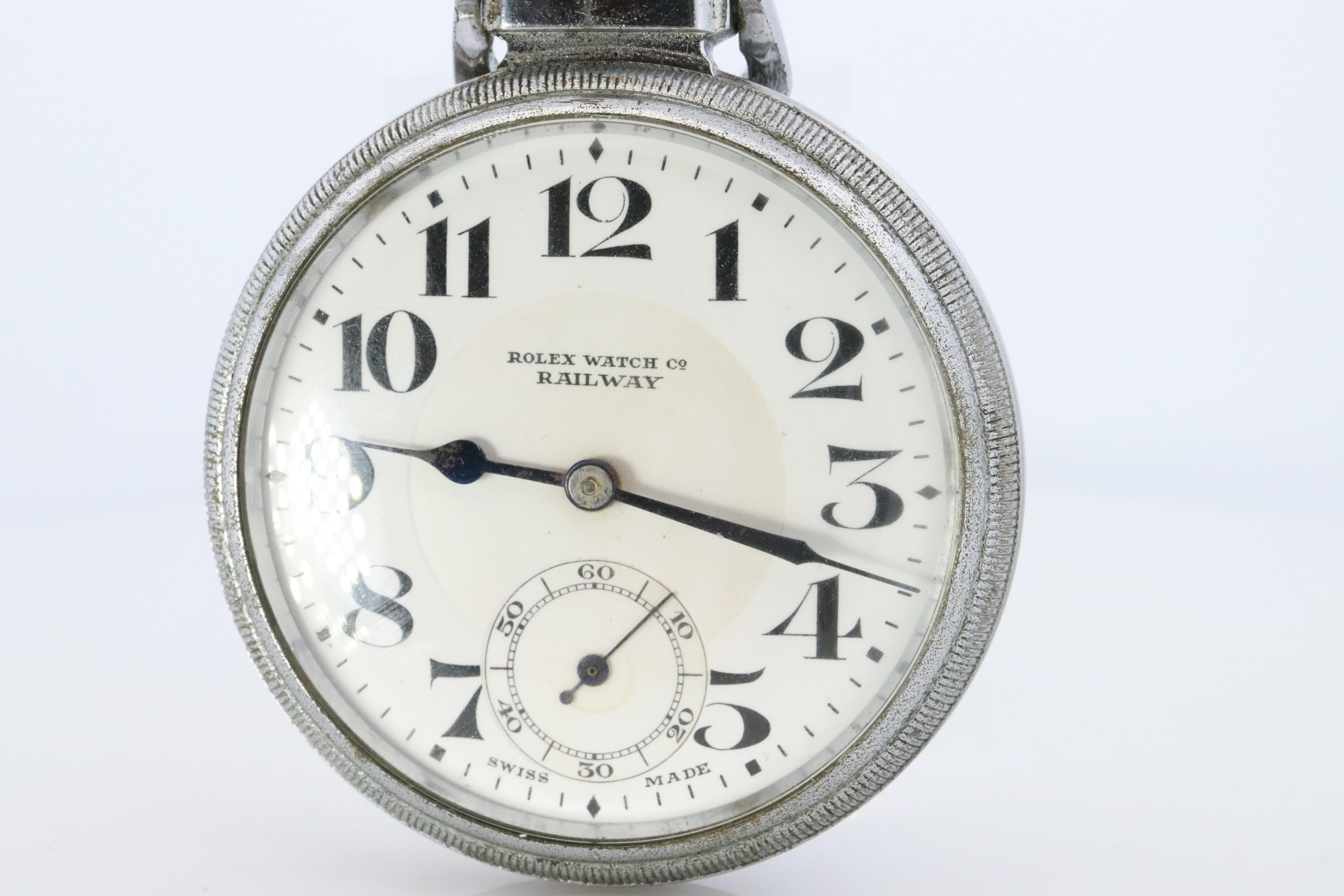 Orologio da tasca Rolex. Antico orologio da taschino Rolex Watch Co Railway Working In condizioni buone in vendita a Port Charlotte, FL