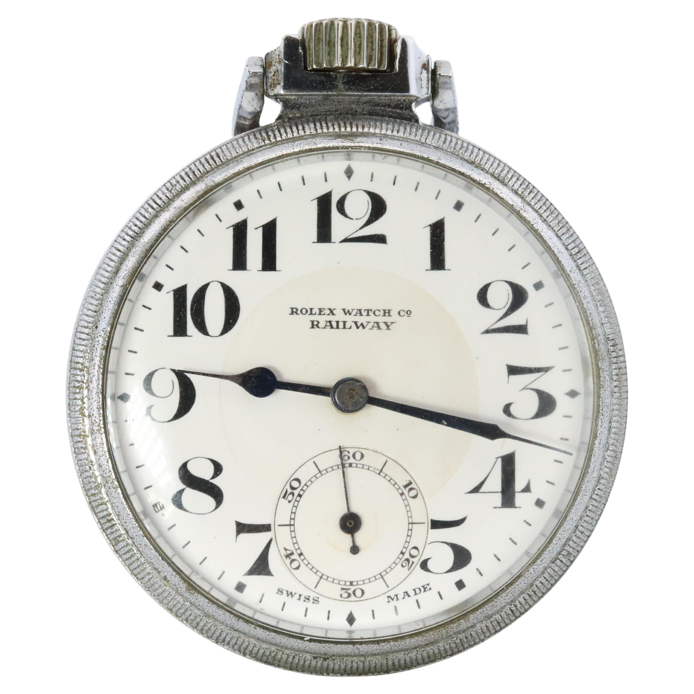 Orologio da tasca Rolex. Antico orologio da taschino Rolex Watch Co Railway Working