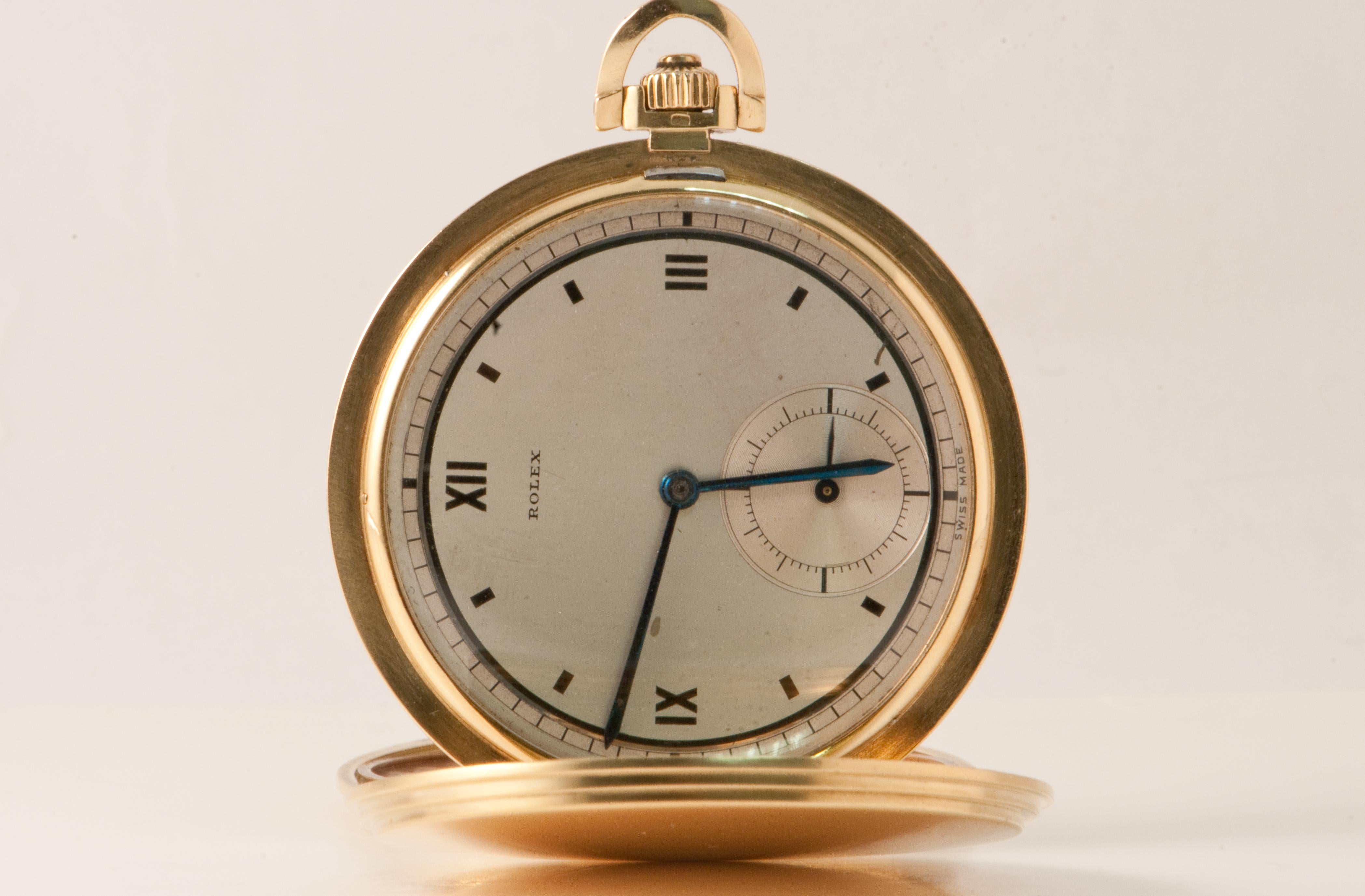 Rolex Pocket Watch Gold 18 Carat, circa 1950 Rolex Mouvement Precision In Good Condition In Vannes, FR