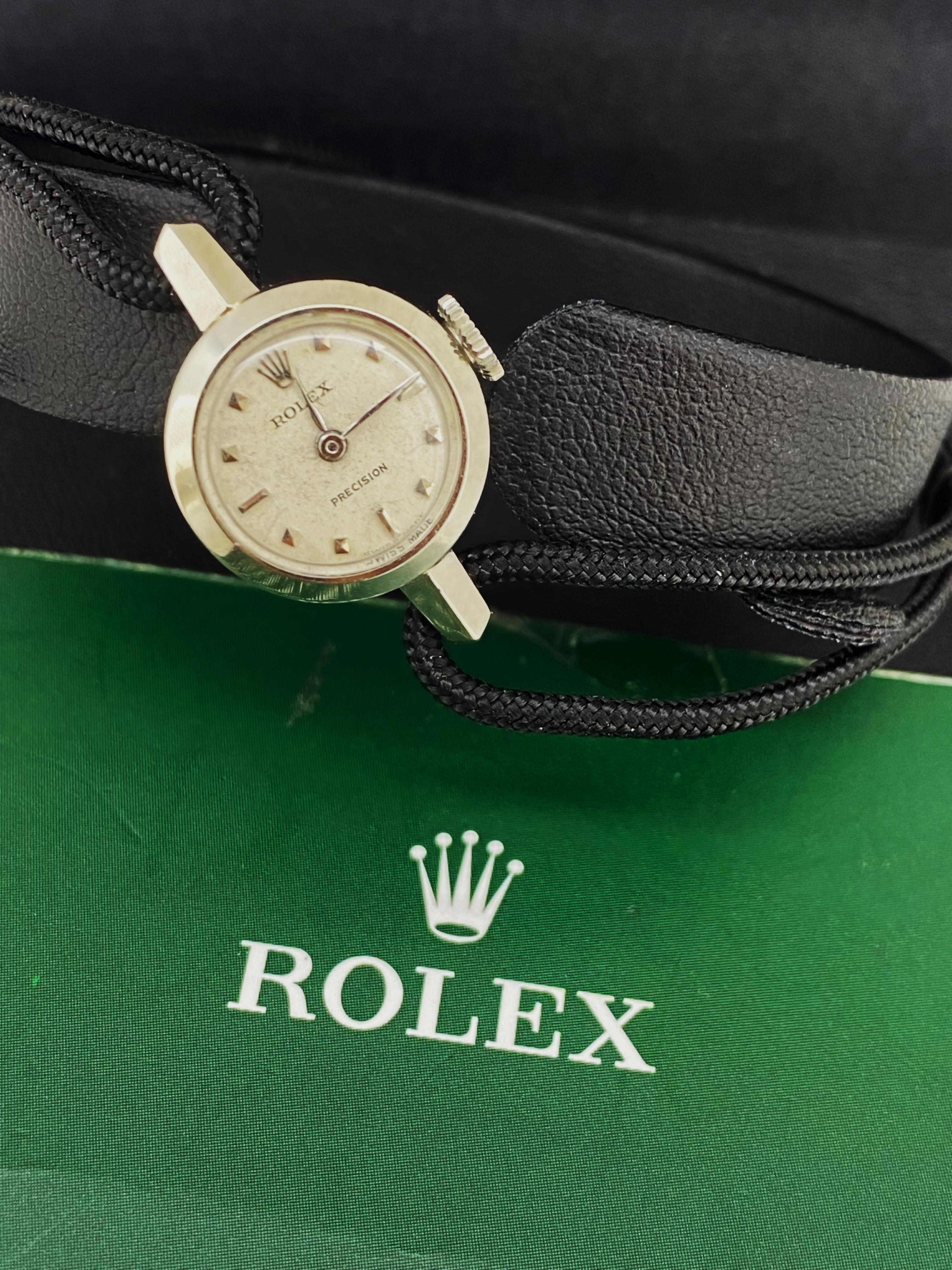 Rolex Precision 10K White Gold Retro c1950's Manual Cocktail Ladies Wristwatch. For Sale 1