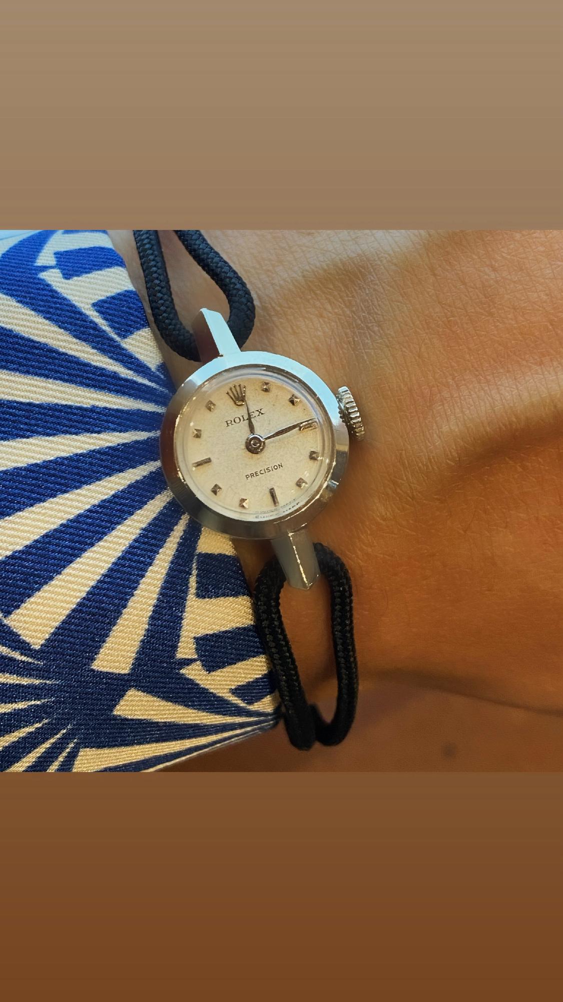 Rolex Precision 10K White Gold Retro c1950's Manual Cocktail Ladies Wristwatch. For Sale 2