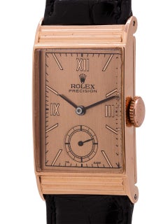 Rolex Precision 14 Karat Pink Gold Manual Wind Ref 4010, circa 1940s