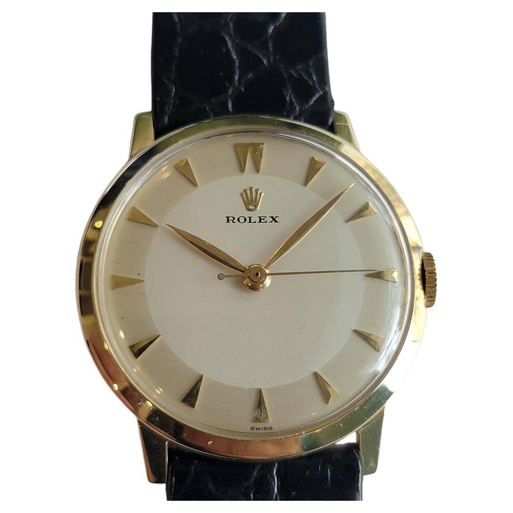 Rolex Precision 14k Solid Gold Mens Manual Wind Dress Watch 1950s Vintage RA709