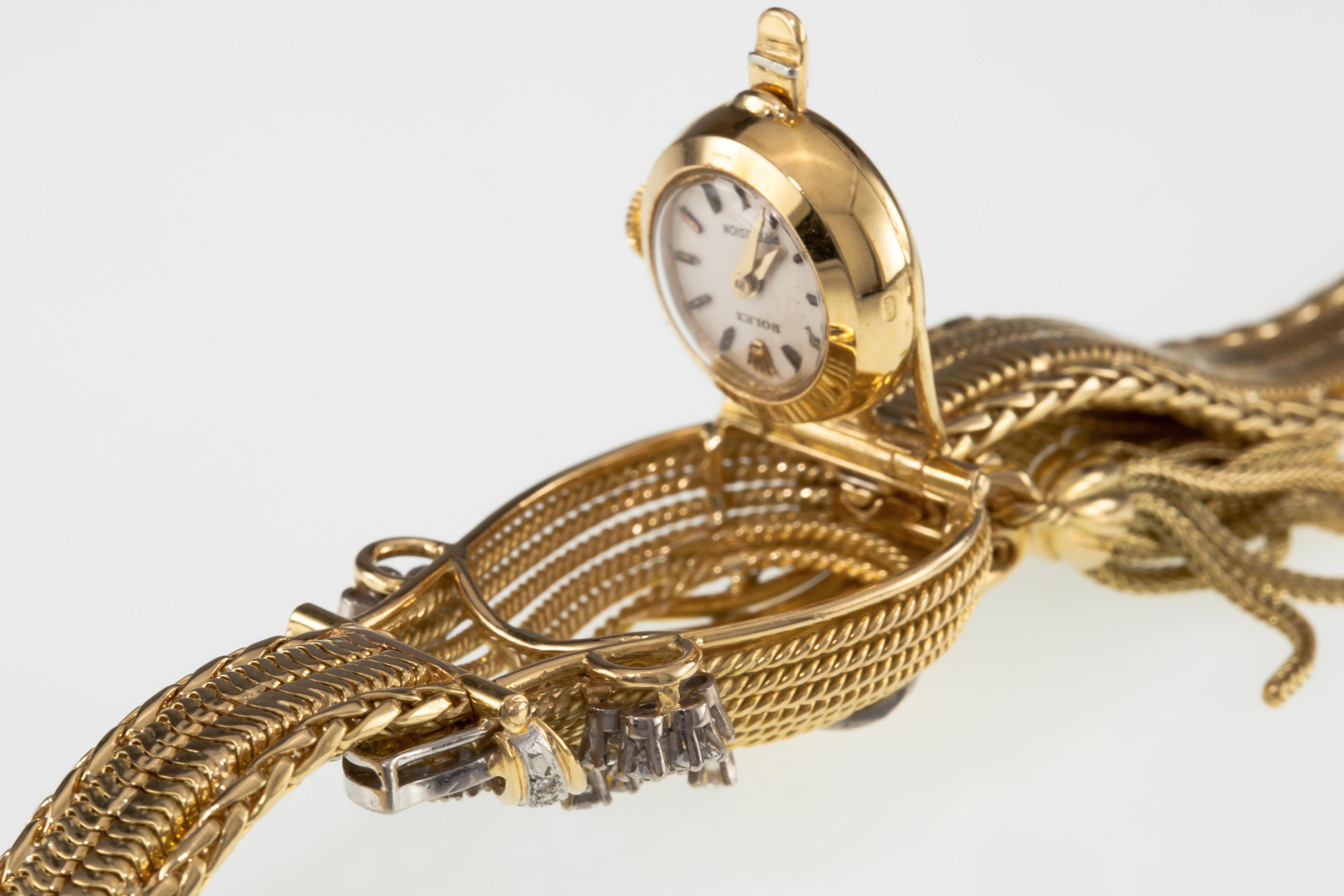 Rolex Precision 18k Gold Diamond Bucherer Concealed Dial Women's Dress Watch 282 3