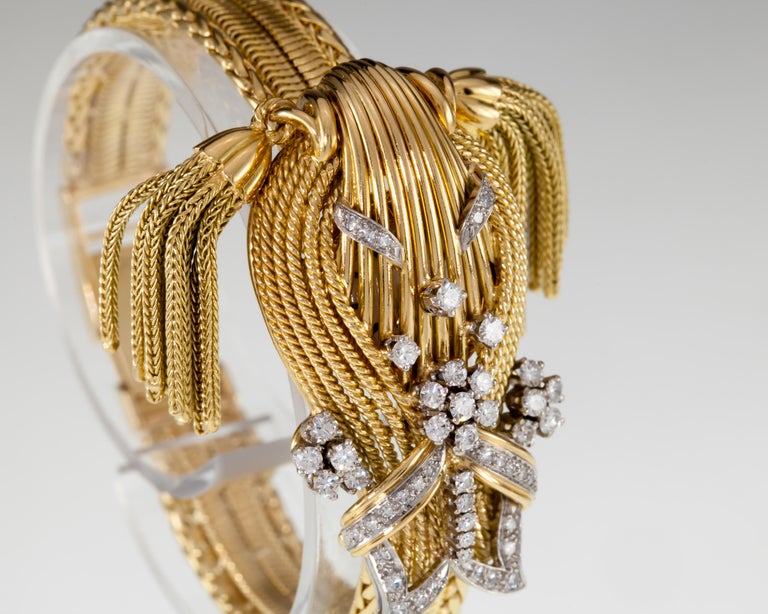 Round Cut Rolex Precision 18k Gold Diamond Bucherer Concealed Dial Women's Dress Watch 282 For Sale